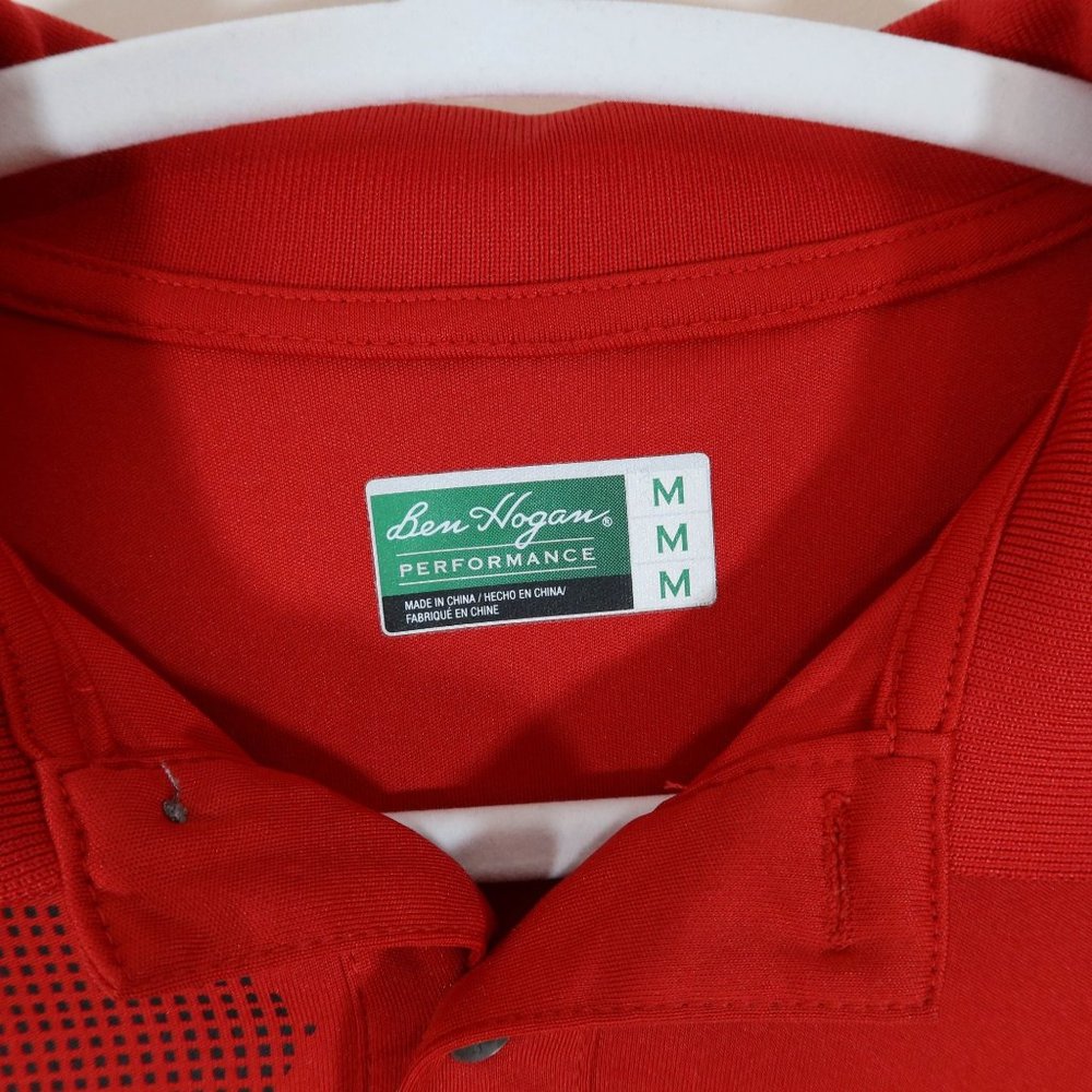 4/$25 BEN HOGAN Performance Size M Red Argyle Dry Wick Short Sleeve Golf Polo - Picture 4 of 4